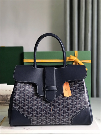 Go*ard saigon tote bag Go*ardine canvas & chevroches calfskin navy blue