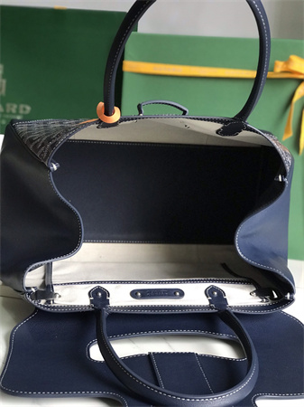 Go*ard saigon tote bag Go*ardine canvas & chevroches calfskin navy blue