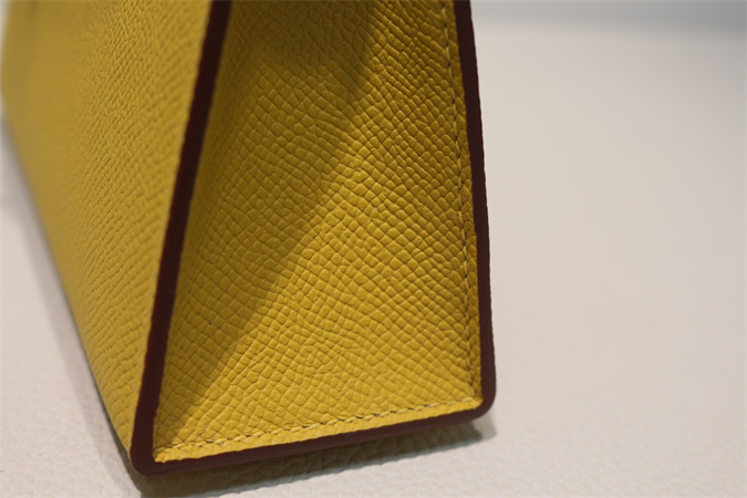 Kelly Mini II Bag Epsom Leather Gold/Silver Hardware In Jaune Amber Color HS