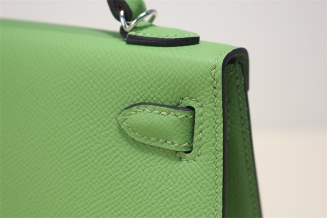 Kelly Mini II Bag Epsom Leather Gold/Silver Hardware In Vert Criquet Color HS