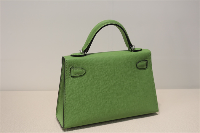 Kelly Mini II Bag Epsom Leather Gold/Silver Hardware In Vert Criquet Color HS