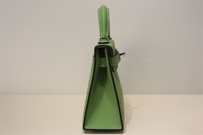 Kelly Mini II Bag Epsom Leather Gold/Silver Hardware In Vert Criquet Color HS