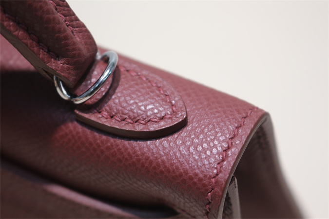 Kelly Mini II Bag Epsom Leather Gold/Silver Hardware In Bordeaux Color HS