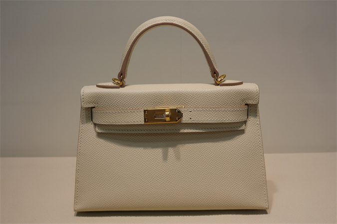 Kelly Mini II Bag Epsom Leather Gold/Silver Hardware In Craie Color HS