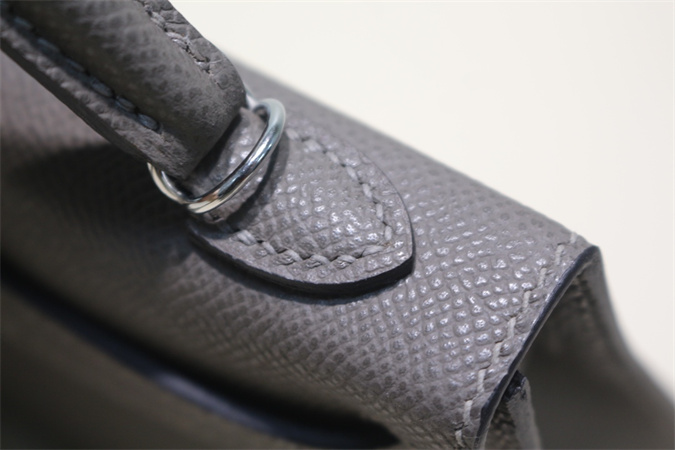 Kelly Mini II Bag Epsom Leather Gold/Silver Hardware In Etain Color HS