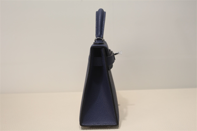 Kelly Mini II Bag Epsom Leather Gold/Silver Hardware In Bleu Saphire Color HS