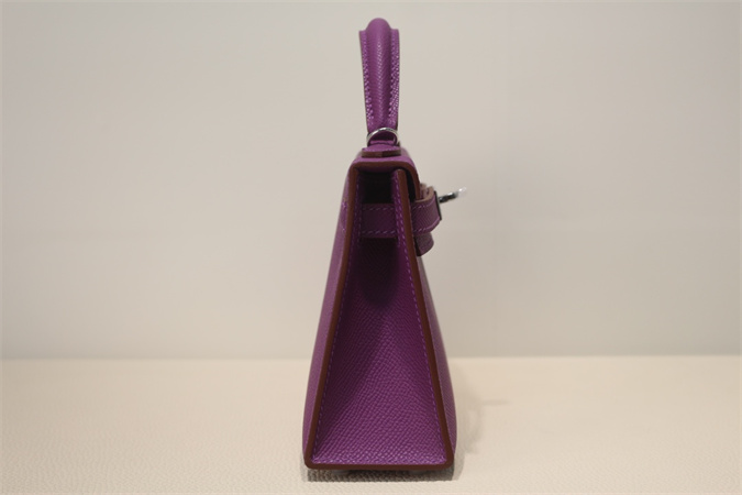 Kelly Mini II Bag Epsom Leather Gold/Silver Hardware In Anemone Color HS