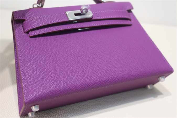 Kelly Mini II Bag Epsom Leather Gold/Silver Hardware In Anemone Color HS