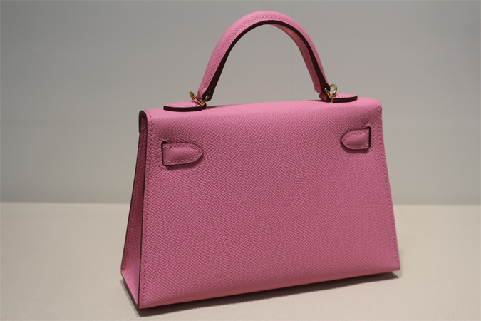 Kelly Mini II Bag Epsom Leather Gold/Silver Hardware In Pink Color HS