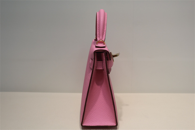 Kelly Mini II Bag Epsom Leather Gold/Silver Hardware In Pink Color HS