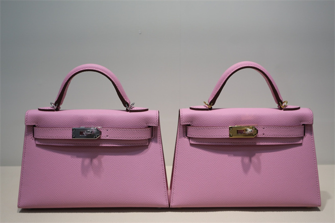 Kelly Mini II Bag Epsom Leather Gold/Silver Hardware In Mauve Syivestre Color HS