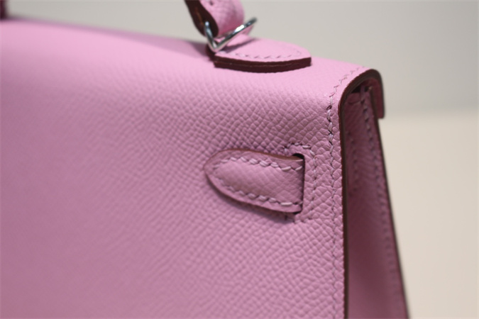 Kelly Mini II Bag Epsom Leather Gold/Silver Hardware In Mauve Syivestre Color HS