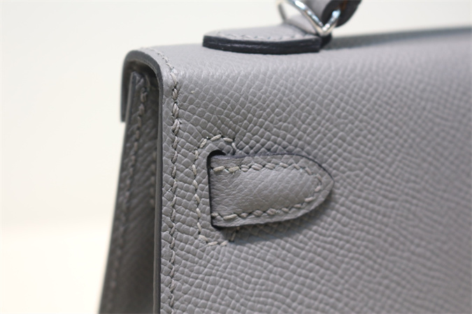 Kelly Mini II Bag Epsom Leather Gold/Silver Hardware In Gris Meyer Color HS