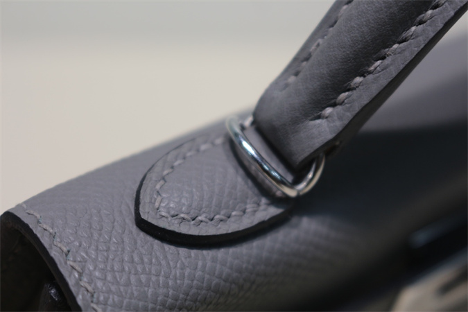 Kelly Mini II Bag Epsom Leather Gold/Silver Hardware In Gris Meyer Color HS