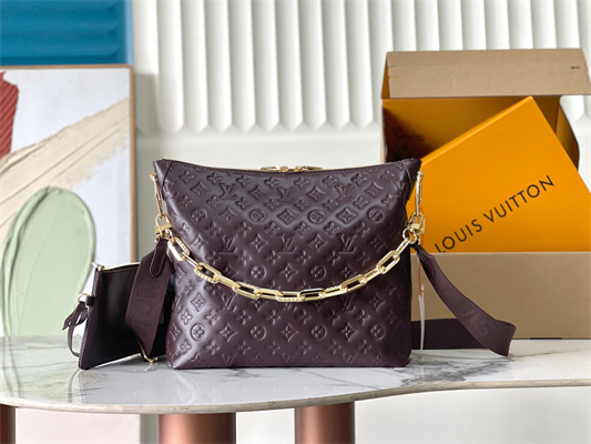 L.V Coussin Coussin Hobo MM Bag Calf Leather Chocolat M12072