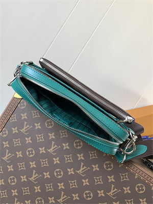 L.V Trio Messenger Bag Monogram Macassar coated canvas and cowhide leather Borneo Green M12766