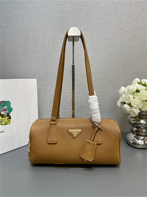 Pra*a medium leather top-handle bag with padlock brown 1bb127