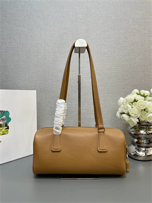 Pra*a medium leather top-handle bag with padlock brown 1bb127