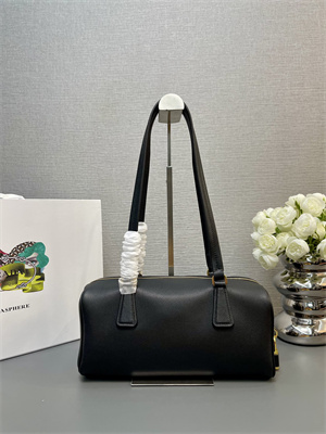 Pra*a medium leather top-handle bag with padlock black 1bb127