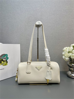 Pra*a medium leather top-handle bag with padlock white 1bb127