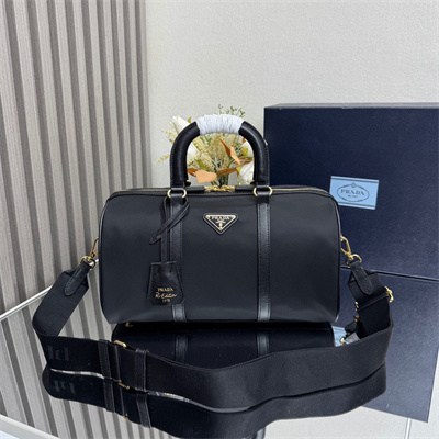 Pra*a re-edition 1978 medium re-nylon and saffiano leather top-handle bag black 1bb233