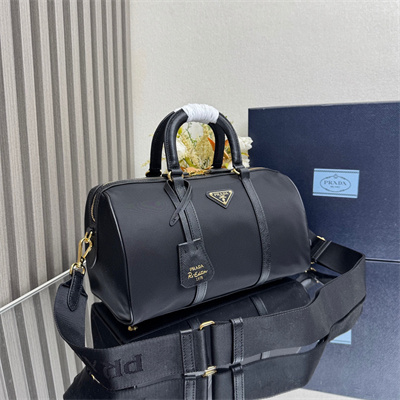 Pra*a re-edition 1978 medium re-nylon and saffiano leather top-handle bag black 1bb233