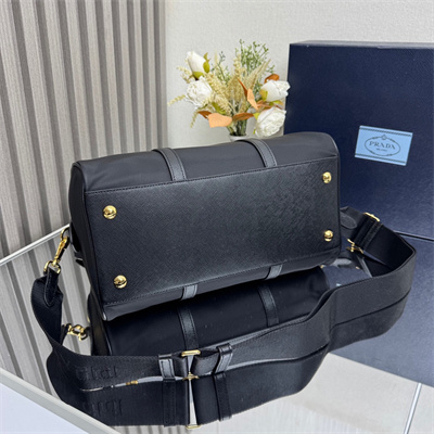 Pra*a re-edition 1978 medium re-nylon and saffiano leather top-handle bag black 1bb233