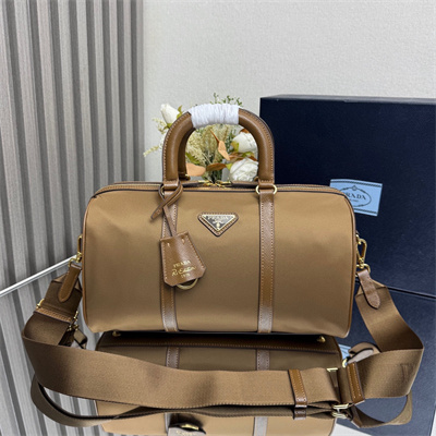 Pra*a re-edition 1978 medium re-nylon and saffiano leather top-handle bag cork beige 1bb233