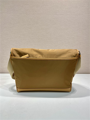Pra*a re-nylon and leather shoulder bag cork beige 2vd052