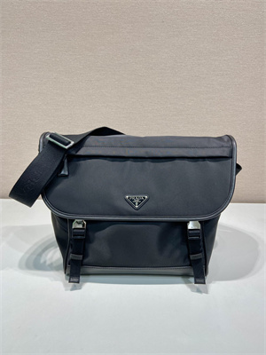 Pra*a re-nylon and leather shoulder bag black 2vd052