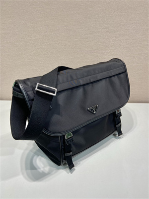 Pra*a re-nylon and leather shoulder bag black 2vd052