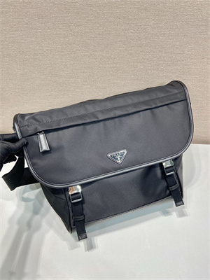 Pra*a re-nylon and leather shoulder bag black 2vd052