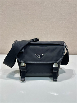 Pra*a re-nylon and leather shoulder bag black 2vd066