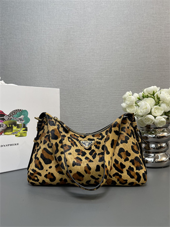Pra*a aimée medium leopard print horsehide shoulder bag 1bc229