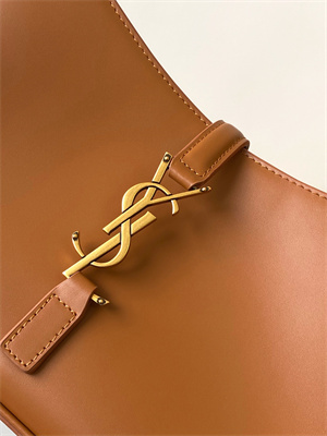 Y.S.L LE 5 A 7 HOBO BAG In Brown Smooth Leather