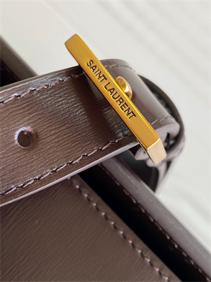 Y.S.L SOLFERINO MEDIUM SATCHEL IN BOX SAINT LAUREN Gold Tone Metal Coffee Color