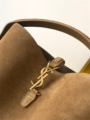 Y.S.L LE 37 SMALL In Brown Suede Leather Bucket Bag