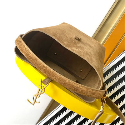 Y.S.L LE 37 SMALL In Brown Suede Leather Bucket Bag