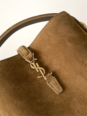Y.S.L LE 37 Mini In Brown Suede Leather Bucket Bag