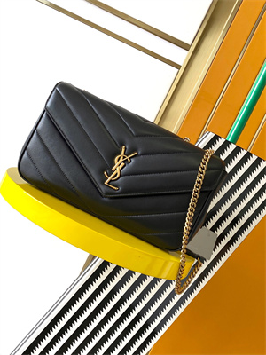 Y.S.L LOULOU Medium in MATELASSÉ lambskin Gold Tone Metal Black Color