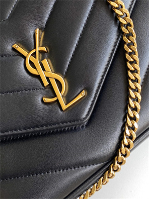 Y.S.L LOULOU Medium in MATELASSÉ lambskin Gold Tone Metal Black Color