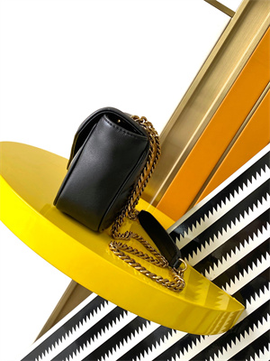 Y.S.L LOULOU Mini in MATELASSÉ lambskin Gold Tone Metal Black Color