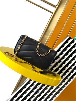 Y.S.L LOULOU Mini in MATELASSÉ lambskin Gold Tone Metal Black Color