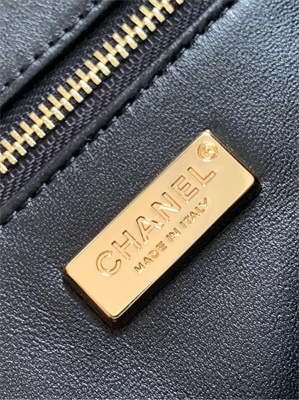 Cha.nel Flap Bag Sequins & Gold-Tone Metal Black/White AS4561