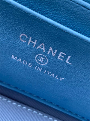 Ch*el long vanity with chain blue denim & silver-tone metal ap4404