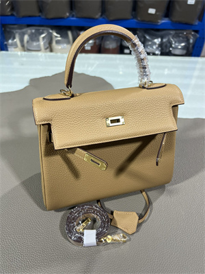 Kelly Retourne Bag Togo Leather 25/28CM Gold/Silver Hardware In Chai Color HS