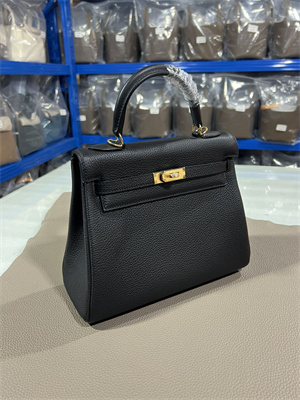 Kelly Retourne Bag Togo Leather 25/28CM Gold/Silver Hardware In Black Color HS