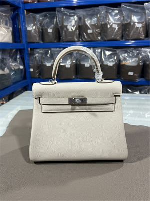 Kelly Retourne Bag Togo Leather 25/28CM Gold/Silver Hardware In Craie Color HS