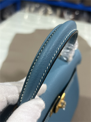 Kelly Retourne Bag Togo Leather 25/28CM Gold/Silver Hardware In Bley Jean Color HS