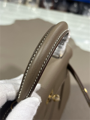 Kelly Retourne Bag Togo Leather 25/28CM Gold/Silver Hardware In Etoupe Color HS